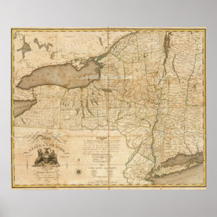 Een kaart van de staat New York Poster