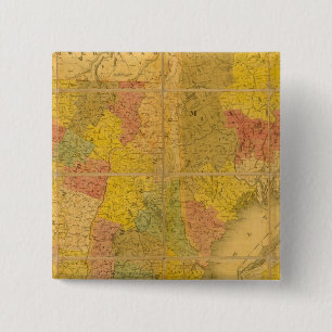 Een kaart van de staten van New England Vierkante Button 5,1 Cm