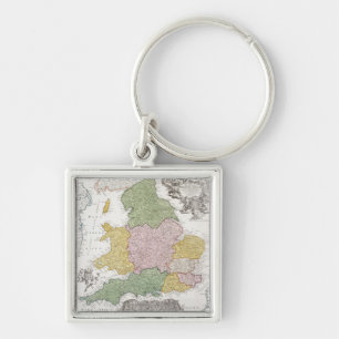 Een kaart van Engeland 1760 Sleutelhanger