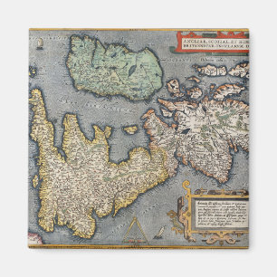 Een kaart van Groot-Brittannië 1587 Magneet