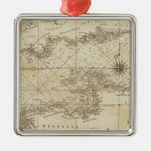 Een kaart van het Britse Kanaal Metalen Ornament