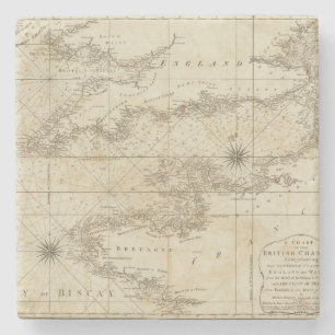 Een kaart van het Britse Kanaal Stenen Onderzetter