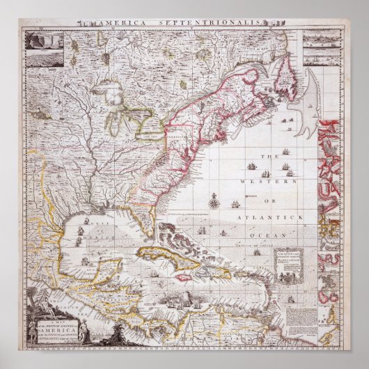 Een kaart van het Britse Rijk in Amerika Poster (Voorkant)