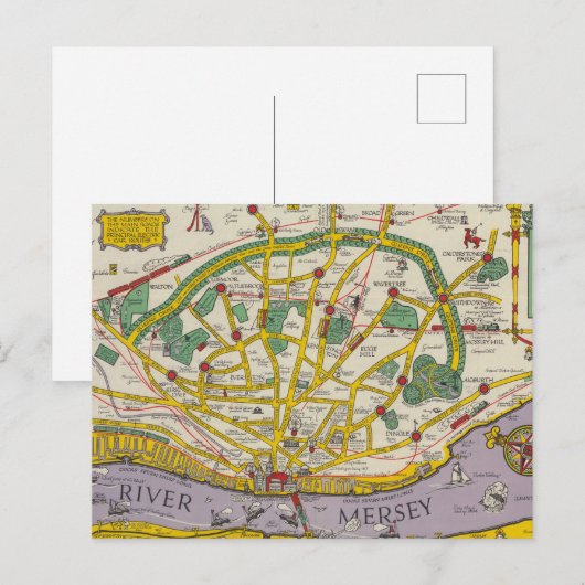 Een kaart van Merseyside, Liverpool (Voorkant / Achterkant)