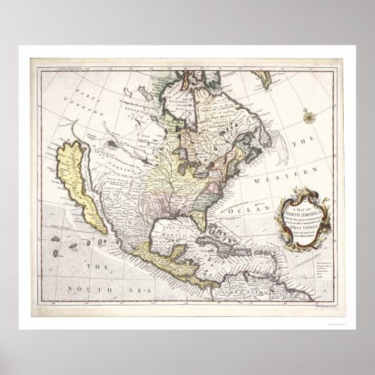 Een kaart van Noord-Amerika Poster (Voorkant)