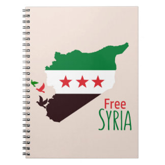 Een kaart van Syrië met de vlag van de revolutie Notitieboek