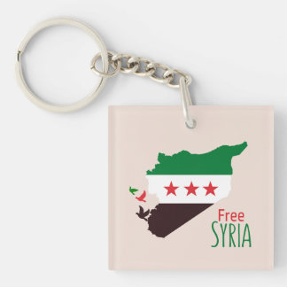 Een kaart van Syrië met de vlag van de revolutie Sleutelhanger