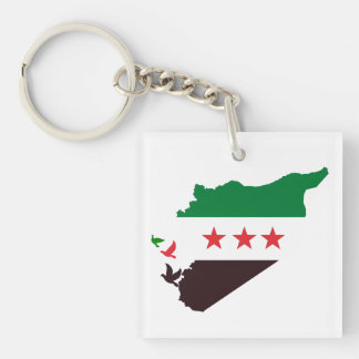 Een kaart van Syrië met de vlag van de revolutie Sleutelhanger