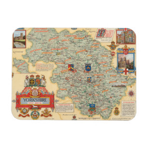Een kaart van Yorkshire: West Riding Magneet