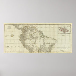 Een kaart van Zuid-Amerika, noordelijk gedeelte Poster