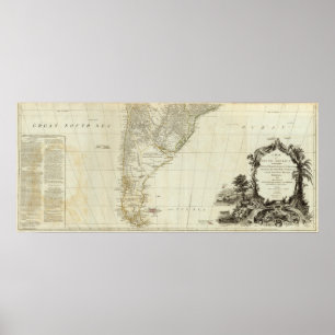 Een kaart van Zuid-Amerika zuidelijk deel Poster