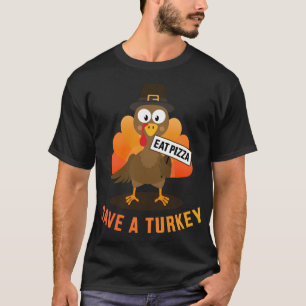 Een kalkoen eten een pizza voor vegetarische vegan t-shirt