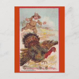Een kalkoen vangen, vintage kunst ansichtkaart briefkaart