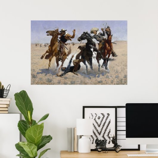 Een kameraad helpen door Frederic Remington Poster (Thuiskantoor)