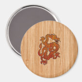 Een karmozijnrode draak op bamboe zoals magneet (Voorkant / Achterkant)
