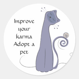Een kat aannemen ronde sticker