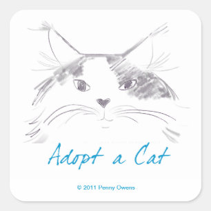 Een kat aannemen vierkante sticker