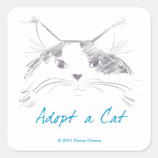Een kat aannemen vierkante sticker