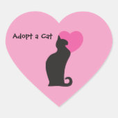 Een Kat Adopteren Hart Sticker (Voorkant)