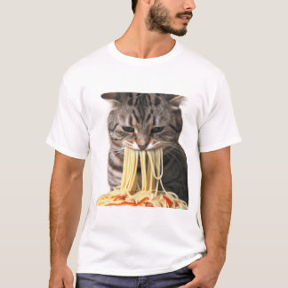 Een kat die spaghetti eet, mijn kat die spaghetti  t-shirt