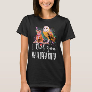Een kat en een uil huisdier eigenaar schattig dier t-shirt