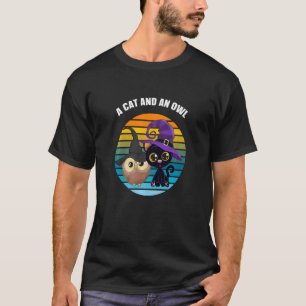 Een kat en een uil t-shirt