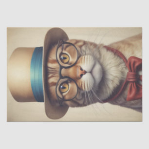 Een kat in brillen Decoupage papier