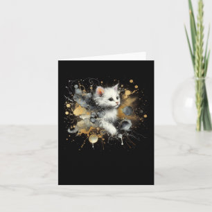 Een kat in de zwarte nacht sticker kaart