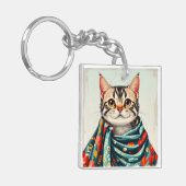 Een kat in een deken sleutelhanger (Voorkant Links)