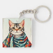 Een kat in een deken sleutelhanger (Achterkant)