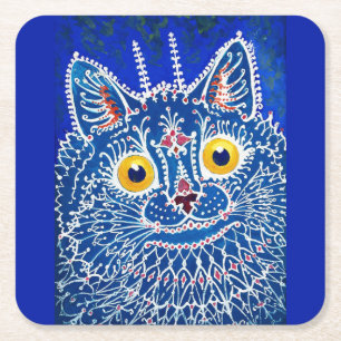 Een kat in gotische stijl door Louis Wain Vierkante Kartonnen Onderzetter