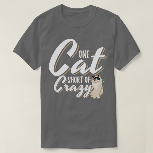 Een kat kort van gekheid t-shirt (Design voorkant)