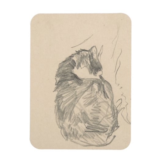 Een kat kromp, geslapen door Edouard Manet. Magneet (Verticaal)