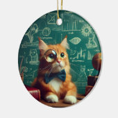 Een kat met een monocle II Keramisch Ornament (Links)