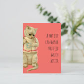 Een kat met een warme kop kan je een beter gevoel briefkaart (Staand voorkant)