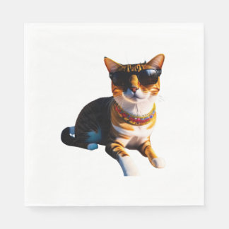 Een kat met een zonnebril servet