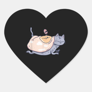 Een kat met eieren voor kattendeksels Funny Cat Hart Sticker