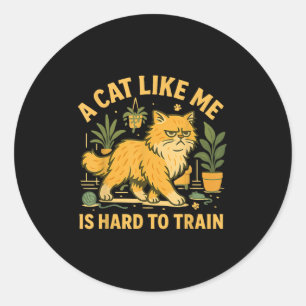 Een kat zoals ik is moeilijk te trainen sarcastisc ronde sticker