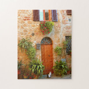 Een kat zoekt naar de ingang naar huis in Pienza,  Legpuzzel