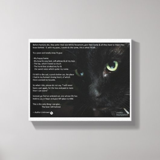 Een katten sterven wens canvas (Voorkant)