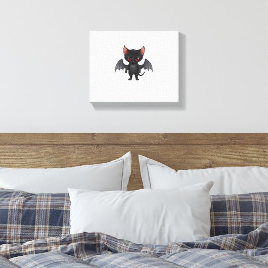 Een kattendemon op Halloween Night Classic T-Shirt Canvas Afdruk (Insitu (Slaapkamer))