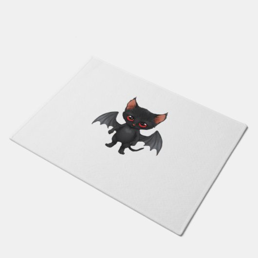 Een kattendemon op Halloween Night Classic T-Shirt Deurmat (Schuin)