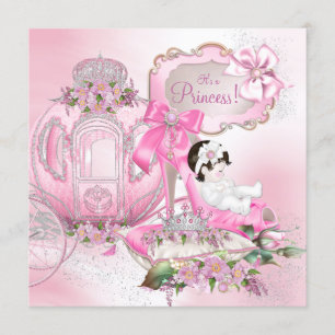 Een keer op een tijd roze Baby shower van prinses Kaart