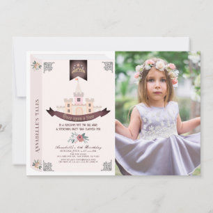 Een keer op een Time Storybook Roze Foto Birthday Kaart