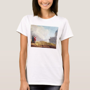 Een kerk die aan een reiziger in een Uitgebreide T-shirt