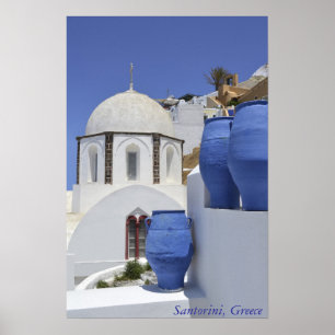 Een kerk in Santorini, Griekenland Poster