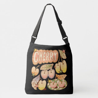 Een kers / kersen illustraties crossbody tas