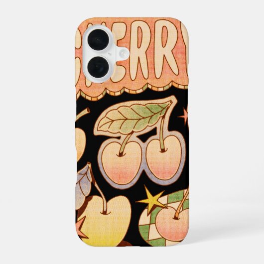 Een kers / kersen illustraties iPhone 16 hoesje (Achterkant)