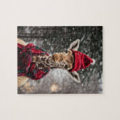 Een kerst Giraffe Legpuzzel (Horizontaal)