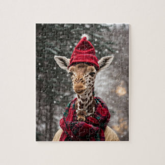 Een kerst Giraffe Legpuzzel